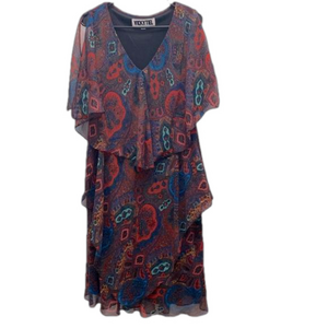 Vicky Tiel Vintage Paisley Layer Shift Dress Size XL